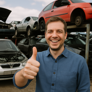 happy customer at mega car wreckers
